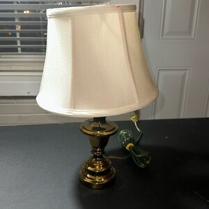 17” brass table light with shade